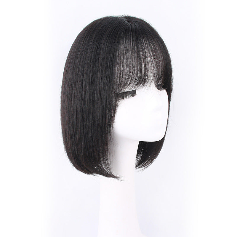 Women's Human Light Big Scalp Natural Style Age Reducing Collarbone Length Real Hair Wig