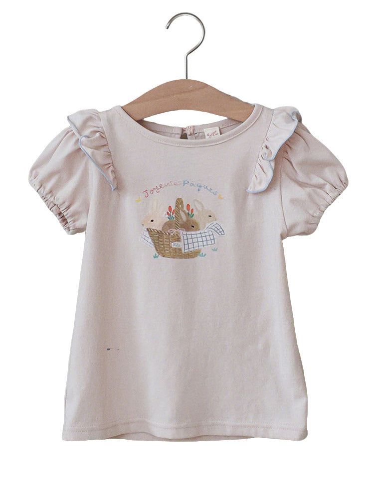 Strawberry Shan Western Style Bubble Sleeve Cartoon Children's T-shirt