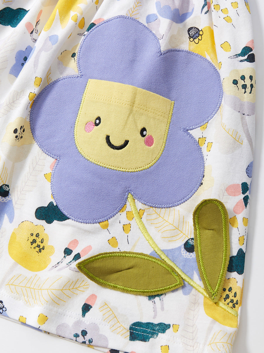 Watermark Cotton Skirt Cute Flowers Princess Children's Dress