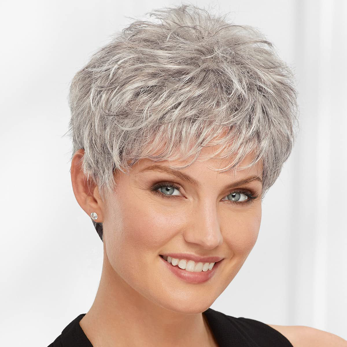Women's Granny Grey Fluffy Natural Fashion Headgear Wig Short Curly Hair