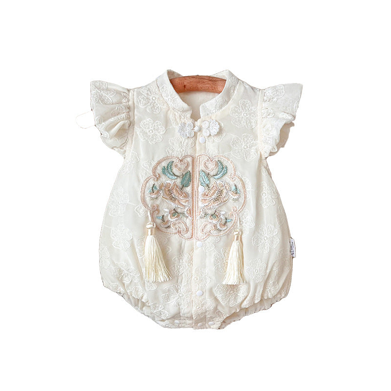 Style Summer Jumpsuit Thin Clothes For Babies Born Flounced Sleeve Jumpsuit, Climbing Suit