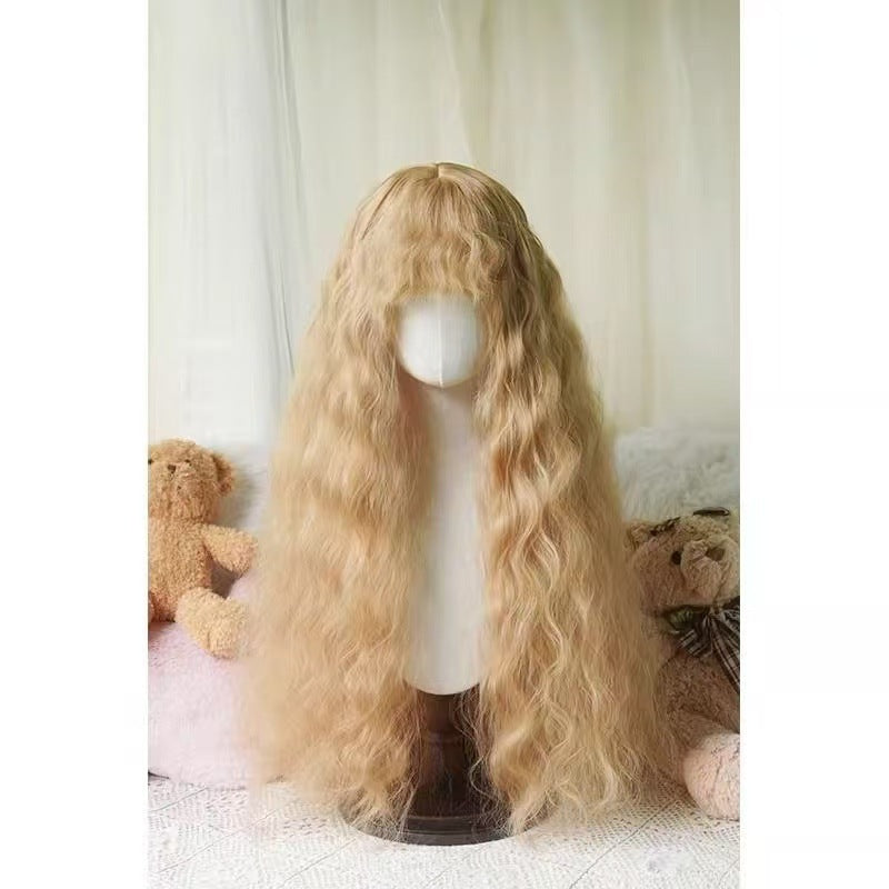 Style Pastoral Small Linen Gold Black Brown Wig Long Curls