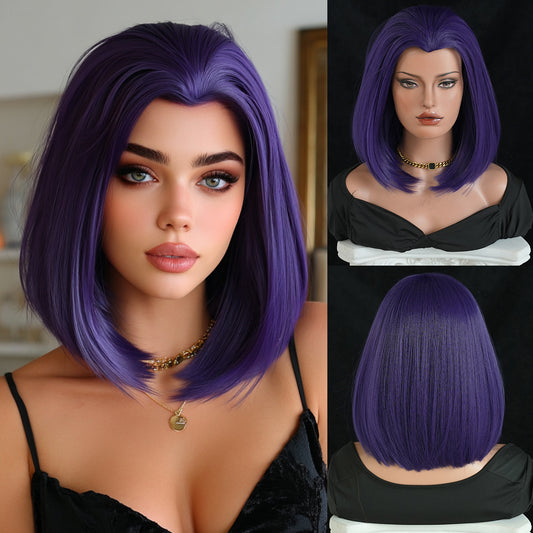 Titan Raven Female Purple Short Straight Hair Cos Wig