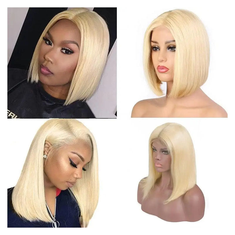 Front Lace Head Cover Human White Gold Real Hair Wig