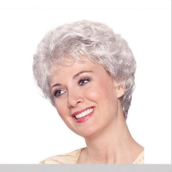 Pretty Cool Classic Sier Gray Grandma Wig Short Curly Hair