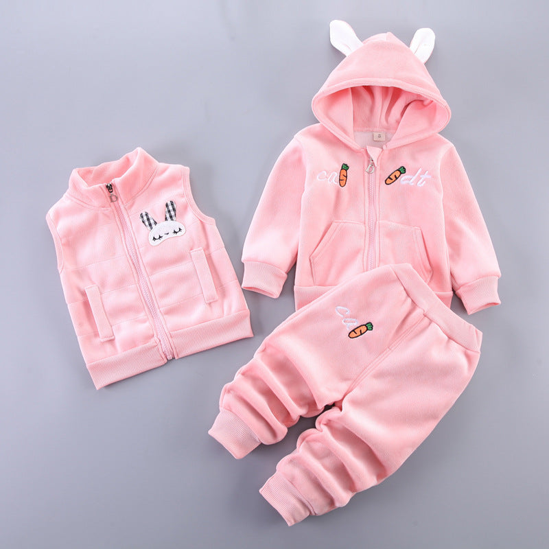 Children's Korean Style Clothing Fleece Padded Bear Children's Suit