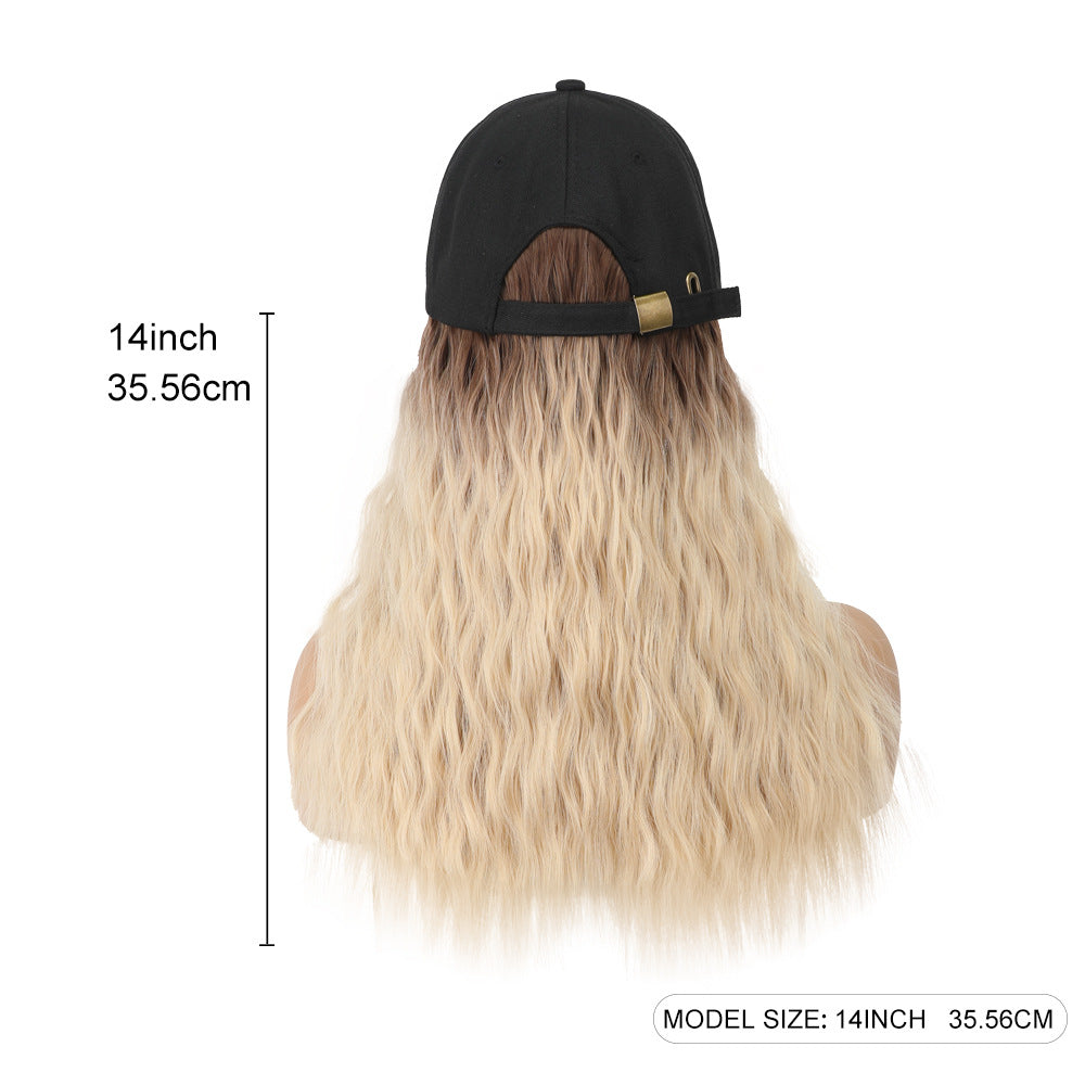 Women's Hat Cm Baseball Cap Hooded Integrated Wig Short Curly Hair