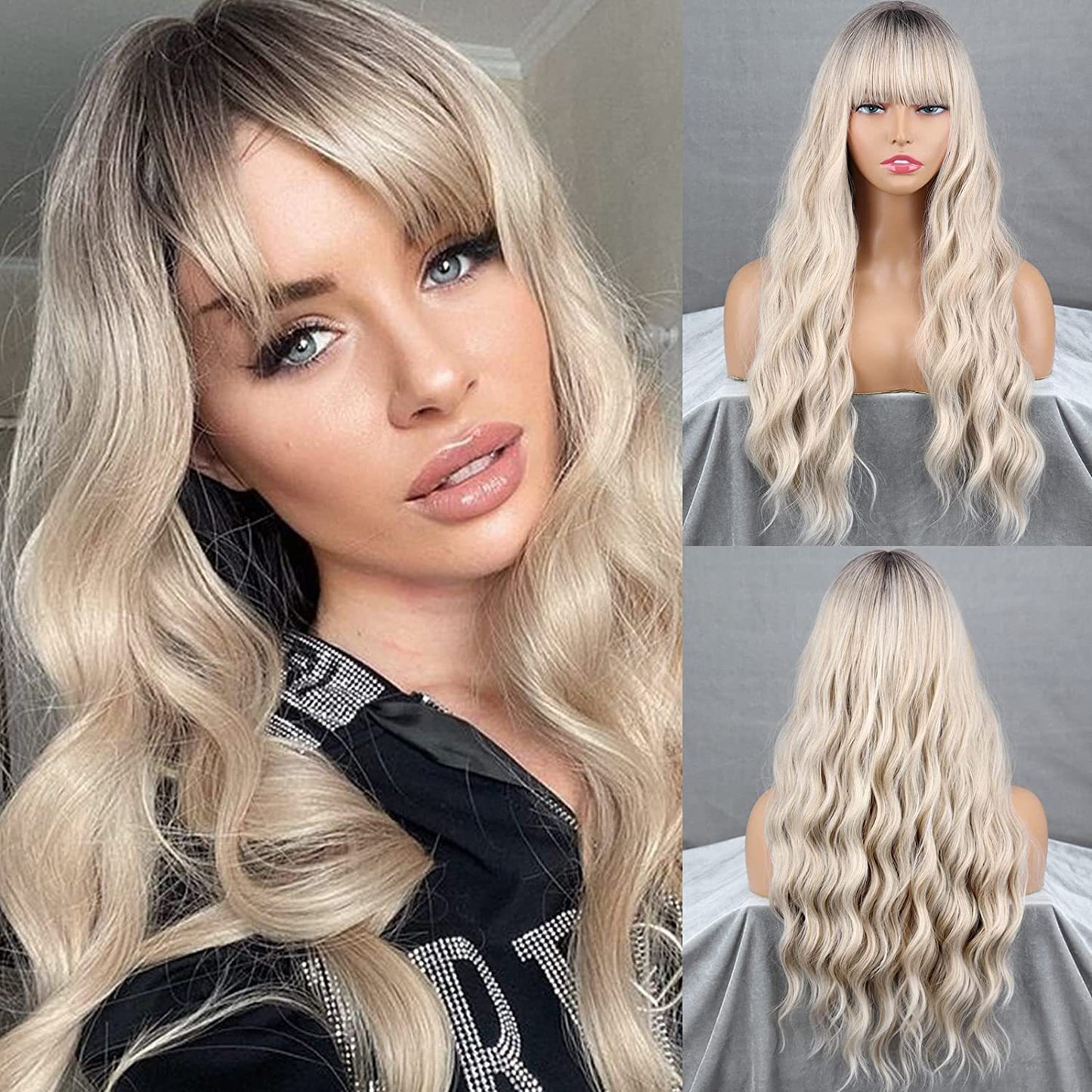 Black Curly Hair Multiple Colors Fiber Wig Long Curls