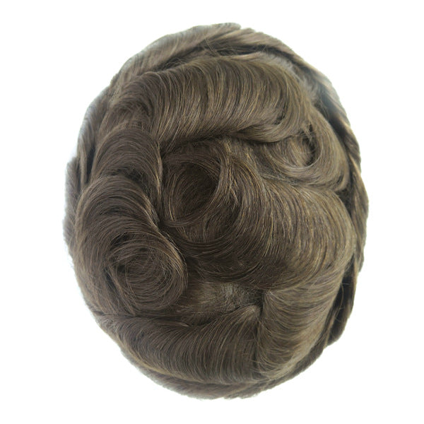 Men's Leather Hand Crochet V Needle Hairpiece Men's Wig