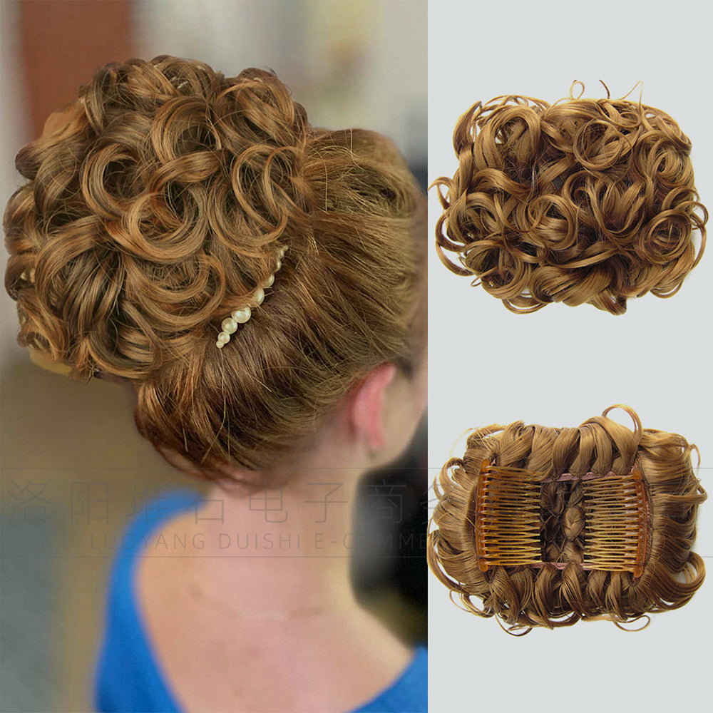 Women's Synthetic Hair Bag Comb Curly Multicolor Elastic Wig Ponytail