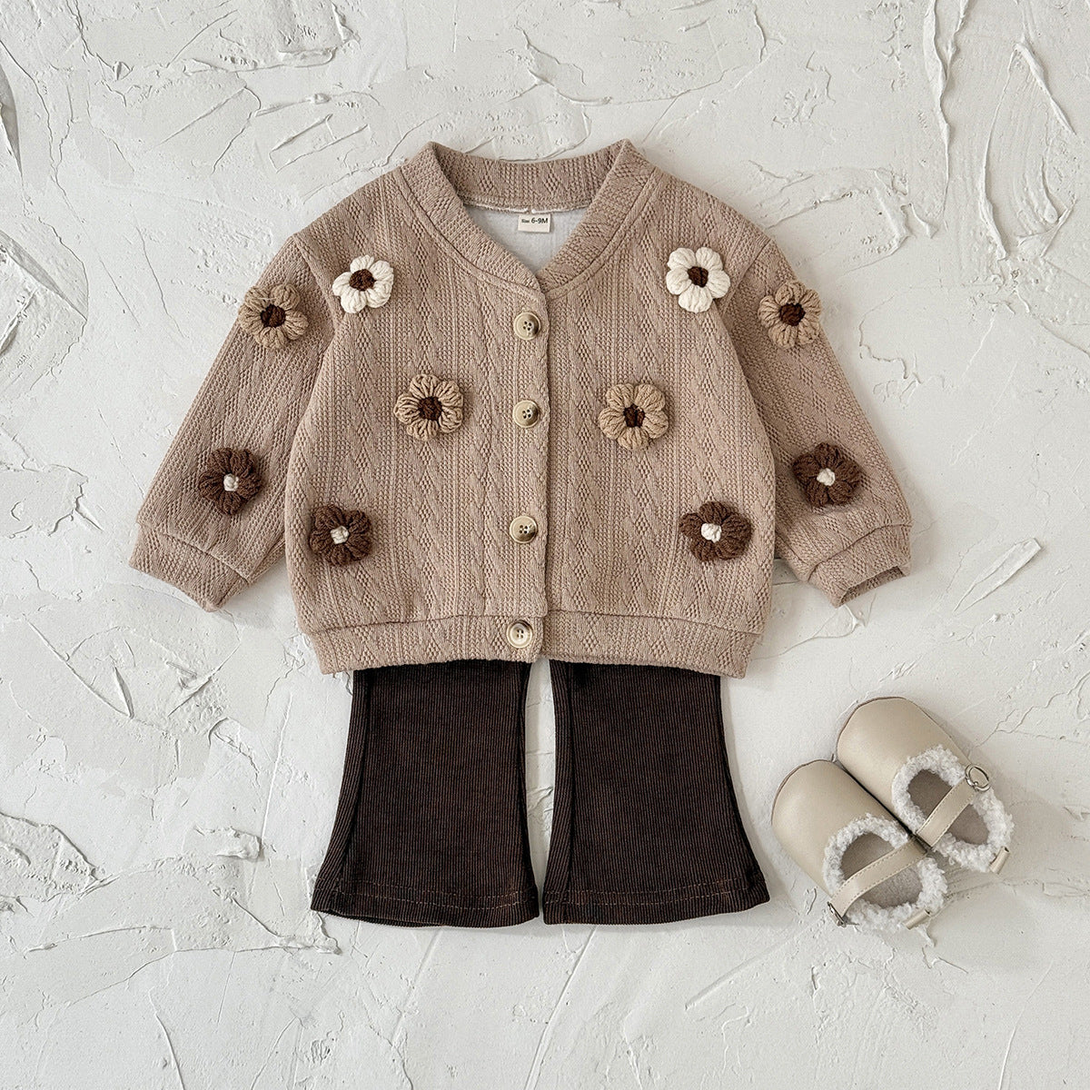 Flower Knitted Cardigan Korean Handmade Small Sweater Bootleg Children's Suit