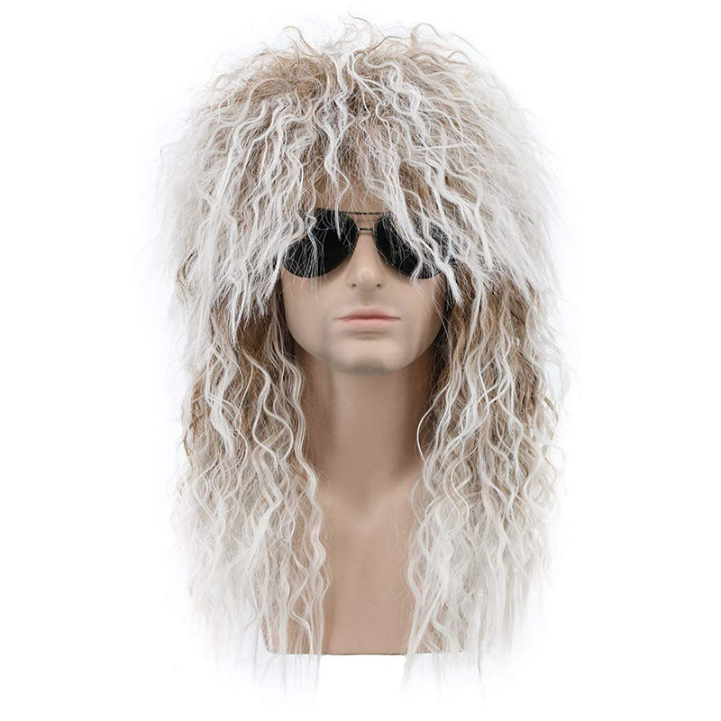 Men's Punk Long Curly Hair Halloween Rock Trend Cos Wig