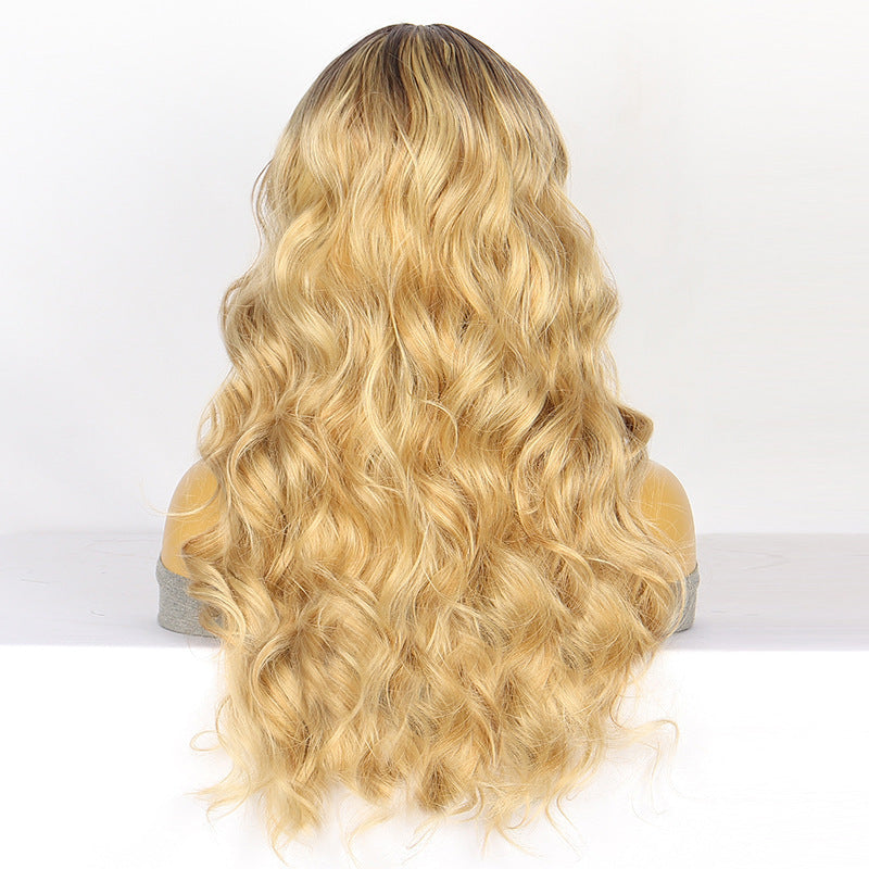 Female Gradient Gold Curly Popular Chemical Wig Long Curls