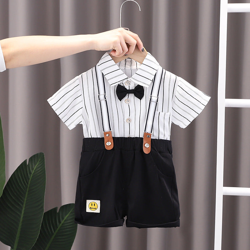 Style Suspender Pants Short Sleeve Two-piece Fashionable Children's Suit