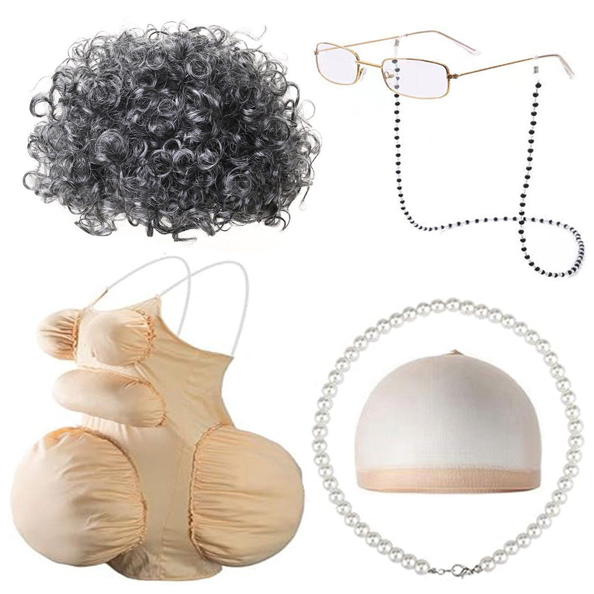 Fake Fat Belly School Day Role Play Dress Cos Wig