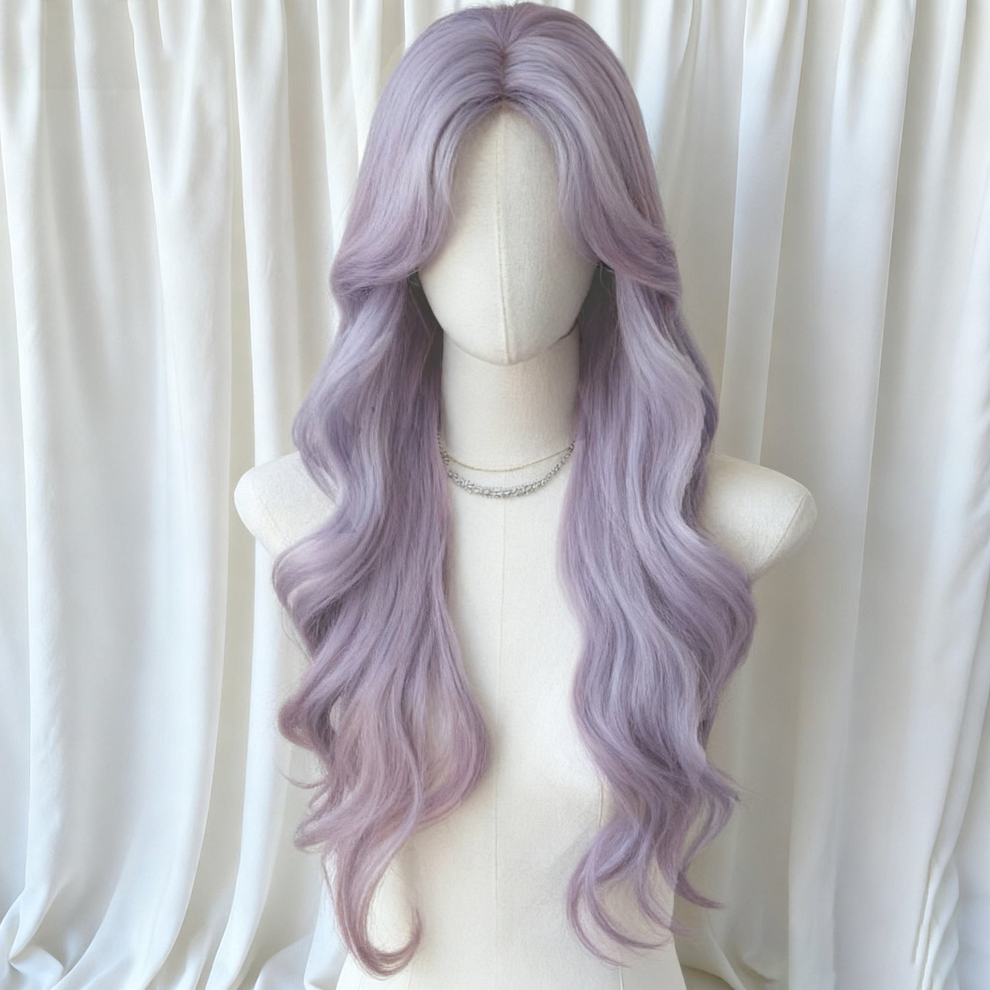 Natural Fluffy Fashion Seamless Mid-length Bangs Big Wave Wig Long Curls