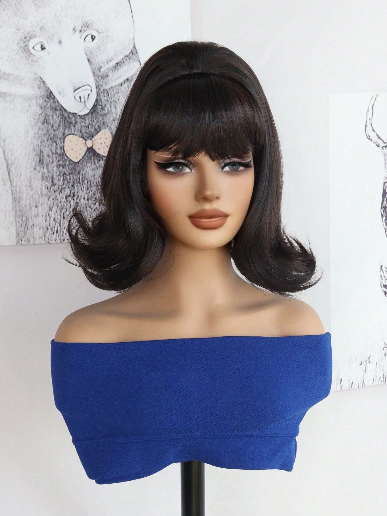 Women's High Skull Top Daily Wear Shape Wig Short Curly Hair