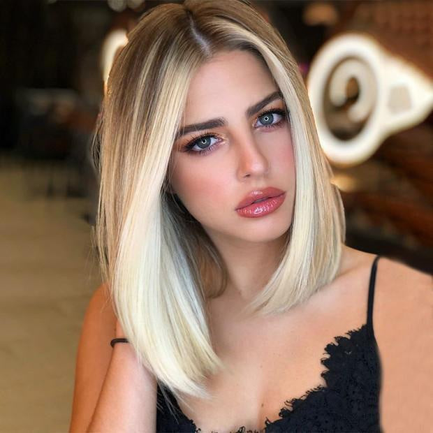 Fashion Mixed Gradient Brown Golden Rose Net Wig Short Straight Hair
