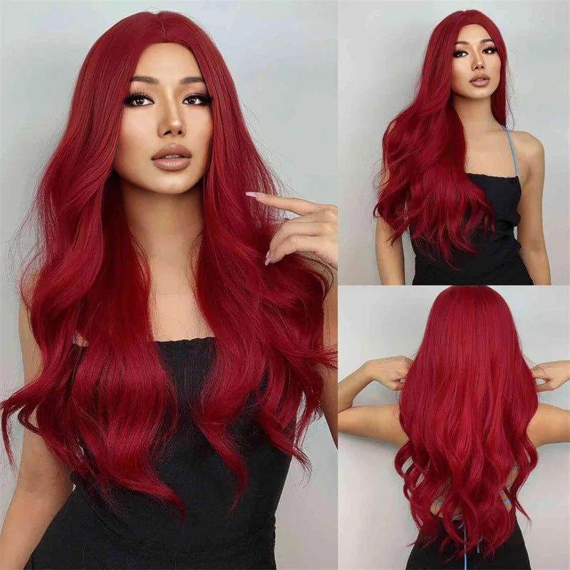 Front Lace Big Wave Curly Hair Highlight Female Fashion Piano Wig Long Curls