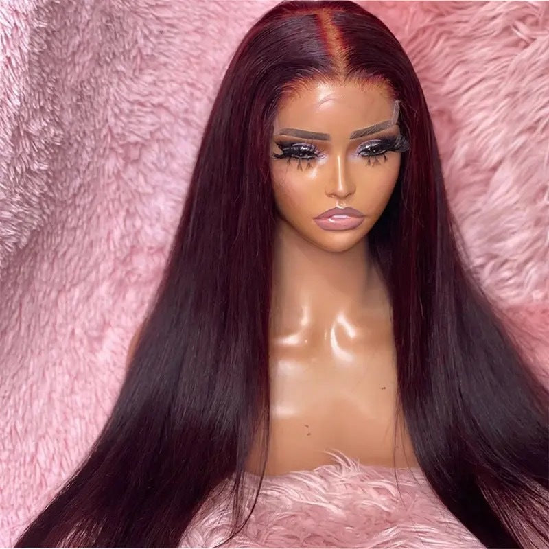 Women's Black Front Lace Sheath African Hair Long Straight Wig