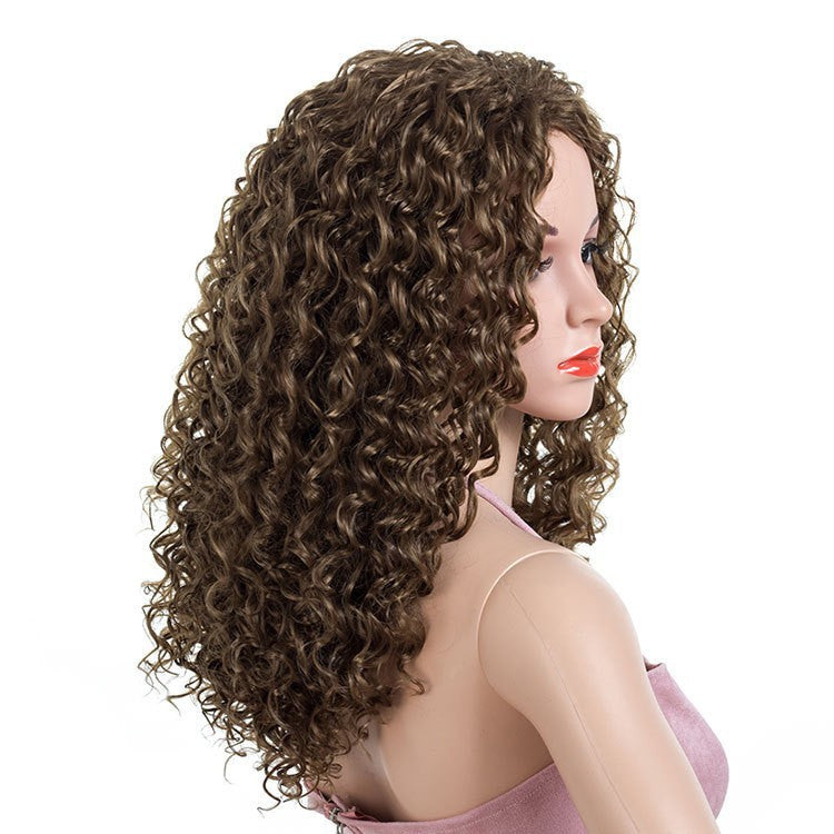 Fashion Head Cover African Medium Small Curly Hair Wig Long Curls
