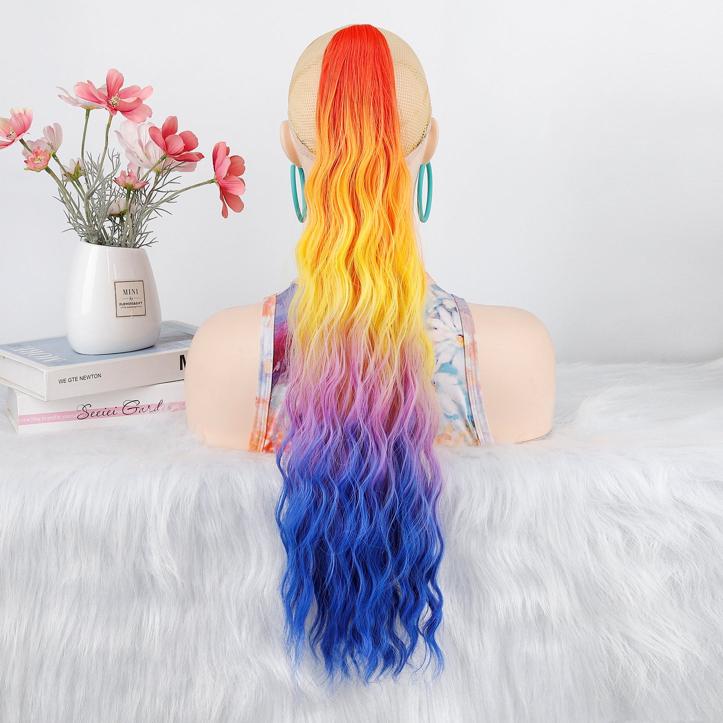 Women's Grip Curly Hair Chemical Fiber Medium Long Wig Ponytail