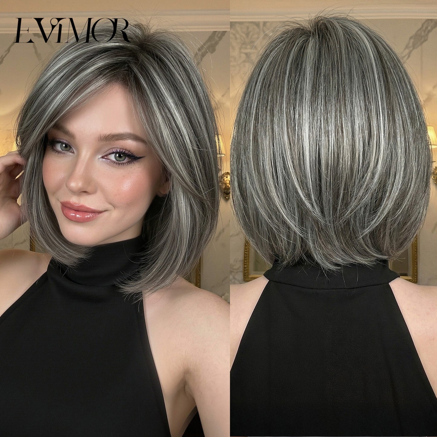 Women's Natural Realistic Fiber Simple Younger Fashion Small Wig Short Straight Hair