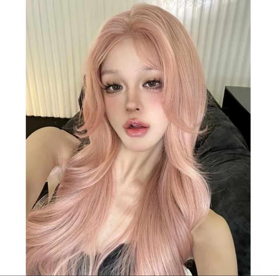 Front Lace Female Mid-length Fluffy Bangs Curly Wig Long Curls