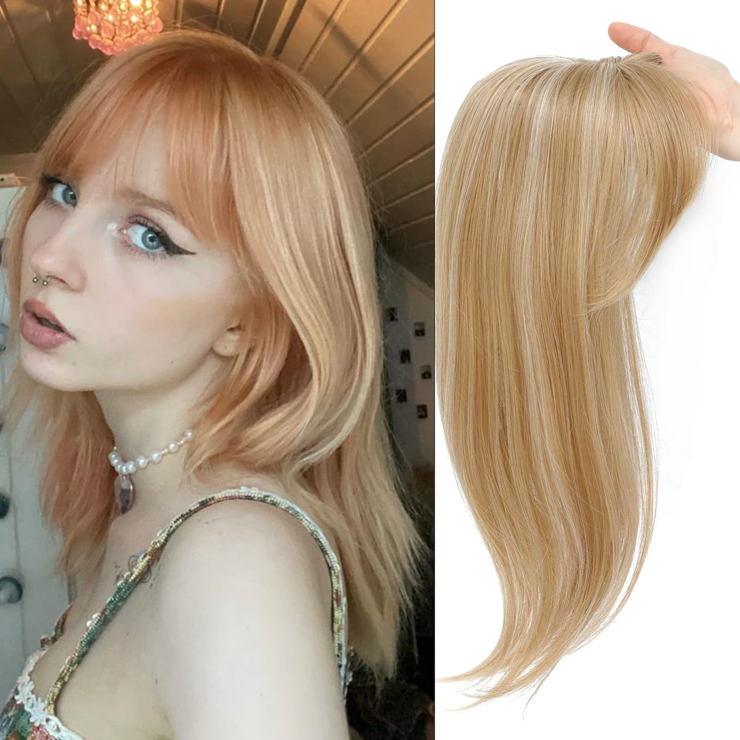 Women's Fringe Lace Hair Supplementing Piece Sparse White Wig