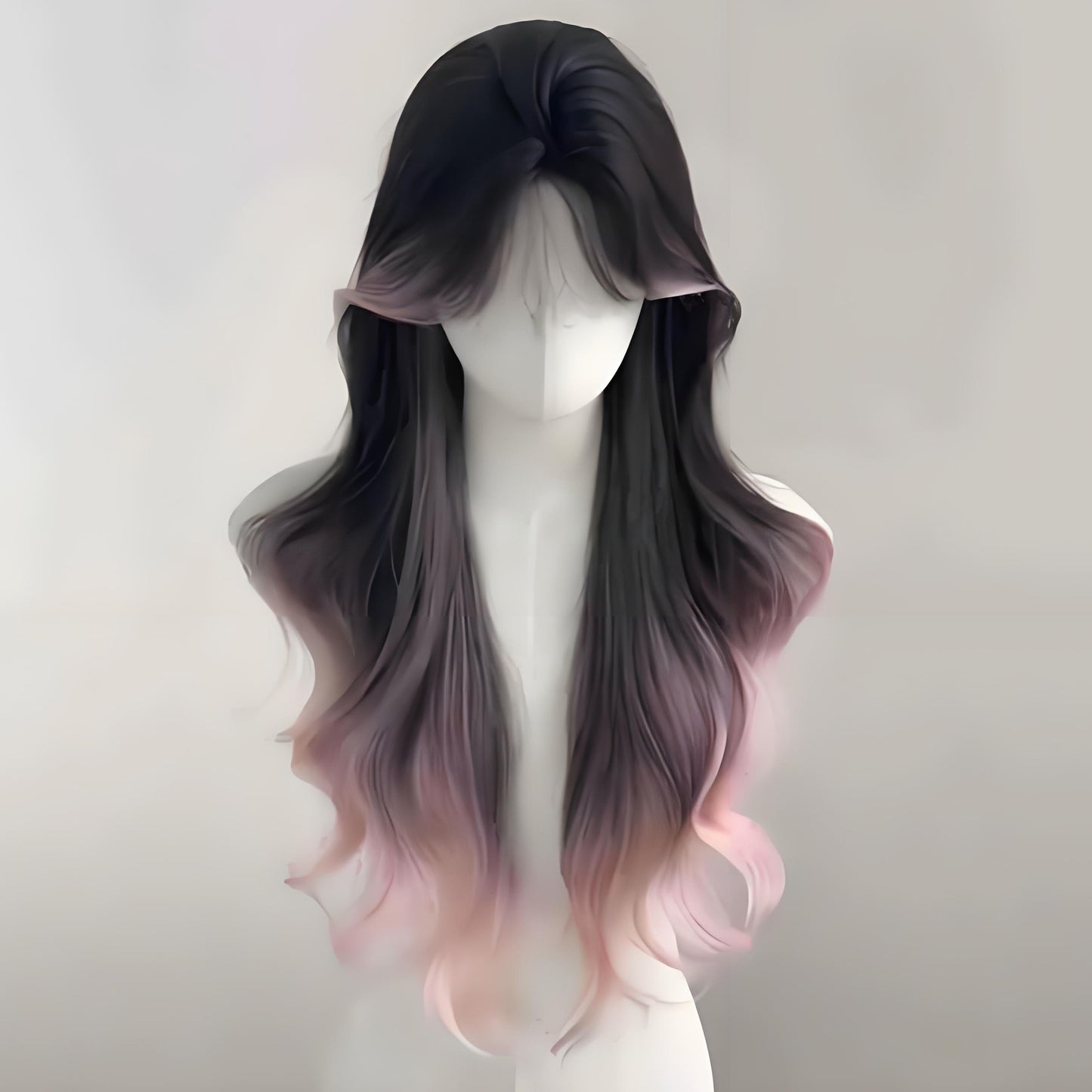 Forehead Lace Natural Fluffy Big Wave Gradient Highlight Medium Bangs Wig Long Curls
