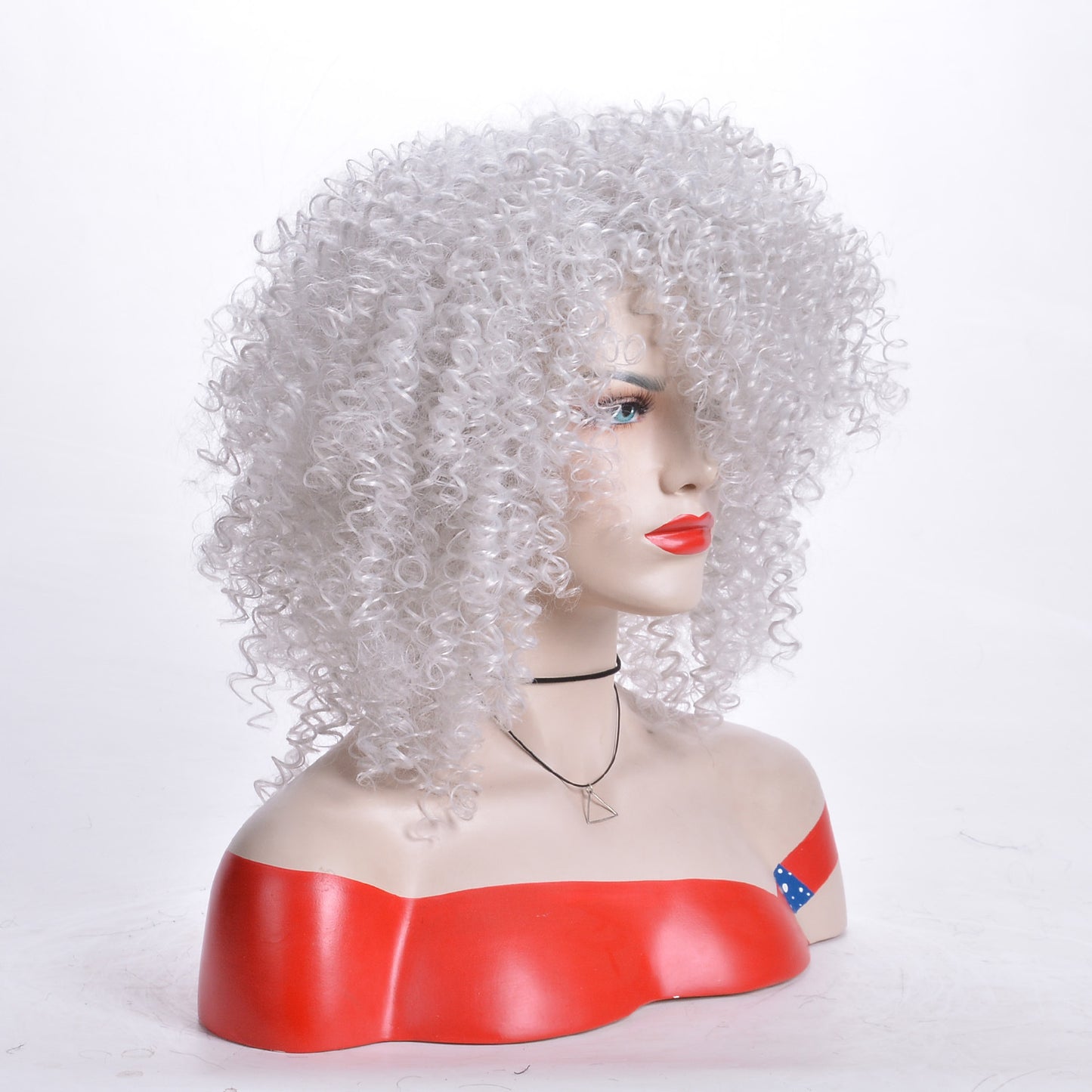 Women's African Afro Wigs With Small Headgear Black Wig Short Curly Hair