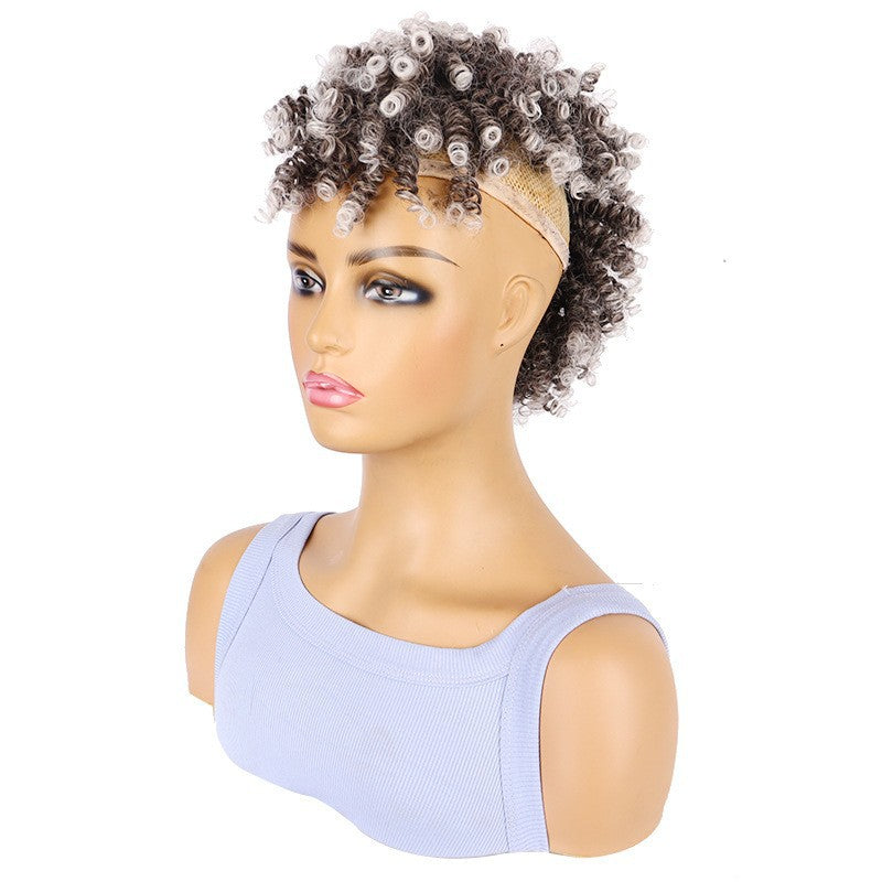 Dried African Small Curly Short Hair Wig Ponytail