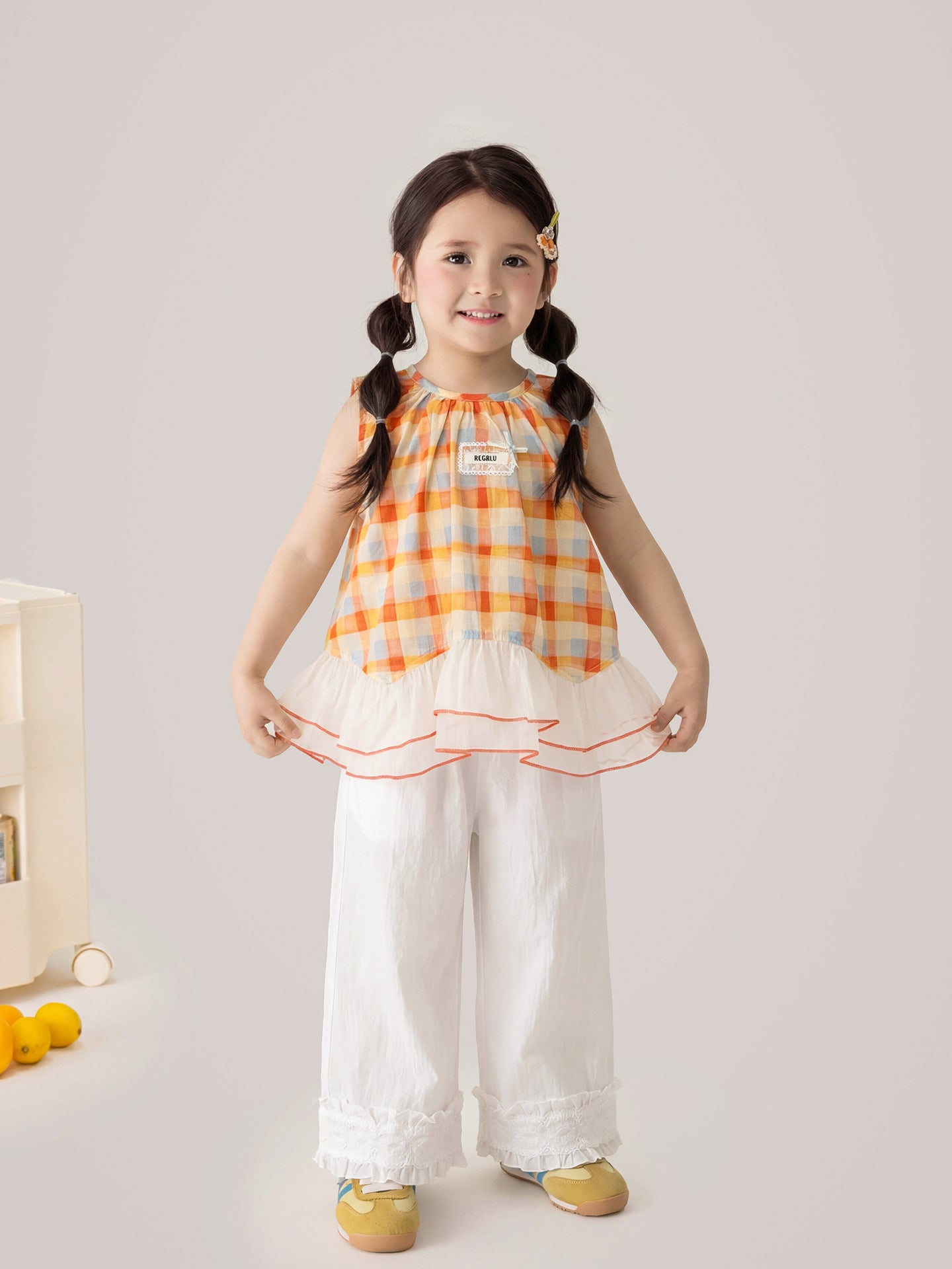 Children's Xie Clothing Summer Korean Loose Full Organza Short Sleeve Lace Children's Suit