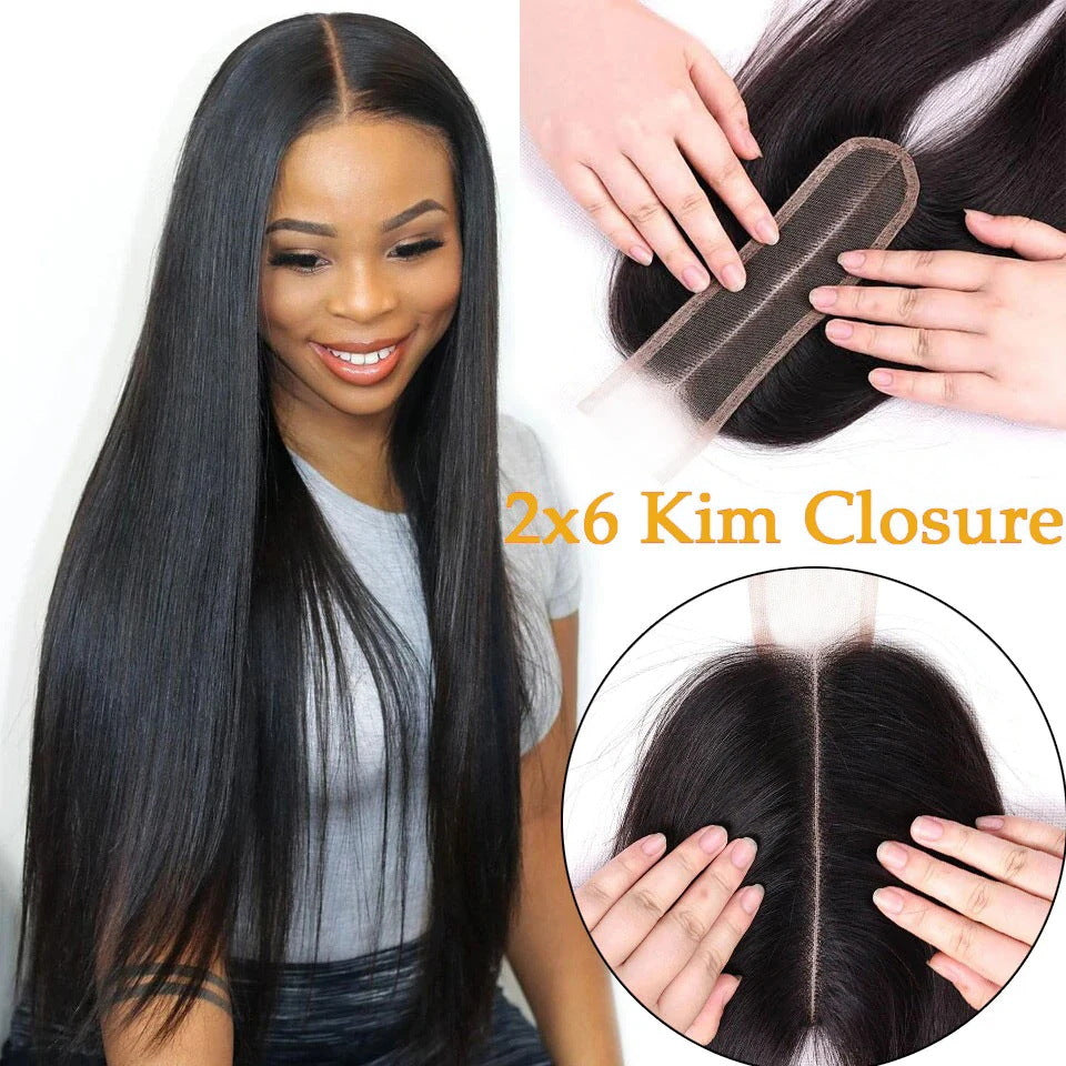 Kim Swiss Transparent Lace Closure Straight Real Hair Wig