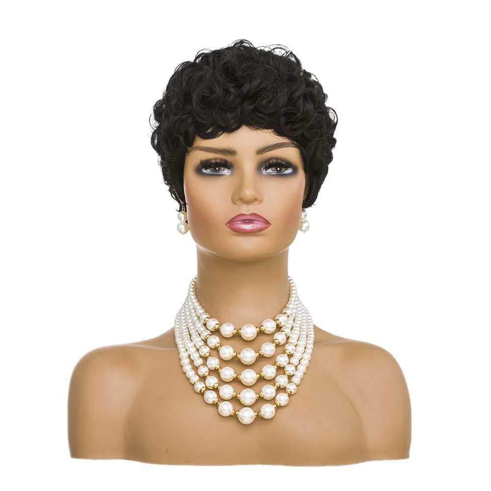 Women's Curly Set Short Hair Head Small Wig Long Curls