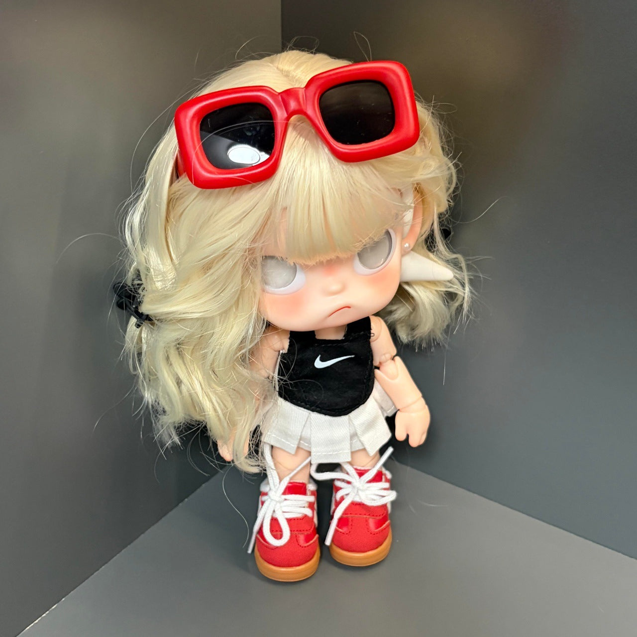 Ga Zi Doll Points Water Corrugated Milk Tea Brown Head Cos Wig