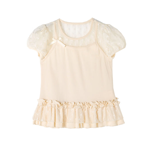 Children's Shirt Summer Korean Style Foreign Steam Lace Ice Silk Children's T-shirt