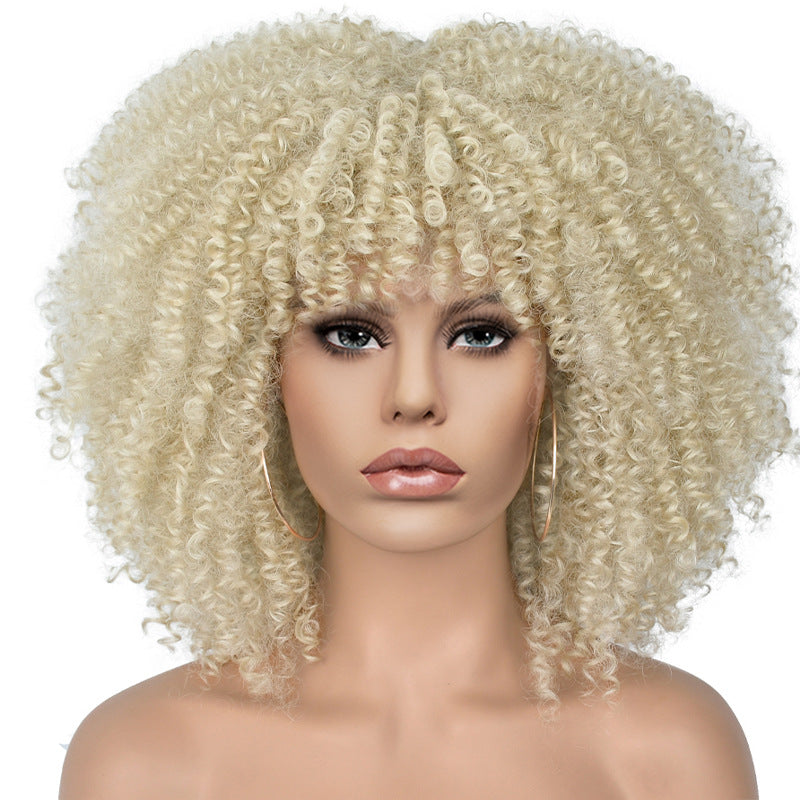 African Small Afro Rose Net Synthetic Wig Short Curly Hair