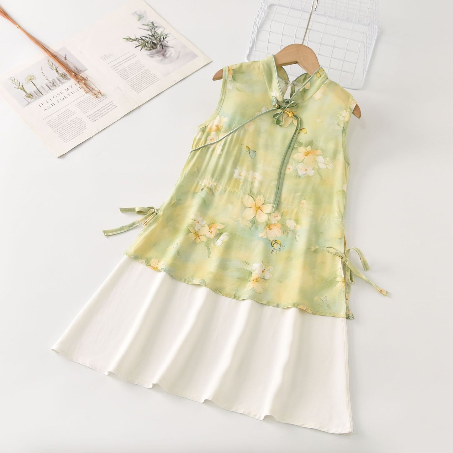Children's Cotton Silk Short-sleeved Summer Thin Chinese Style Cheongsam Children's Dress