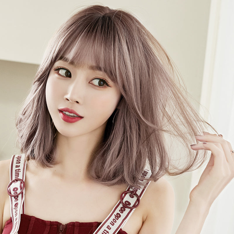 Women's Fluffy Collarbone Length Haircut Cover Mid-length Rinka Wig Short Curly Hair