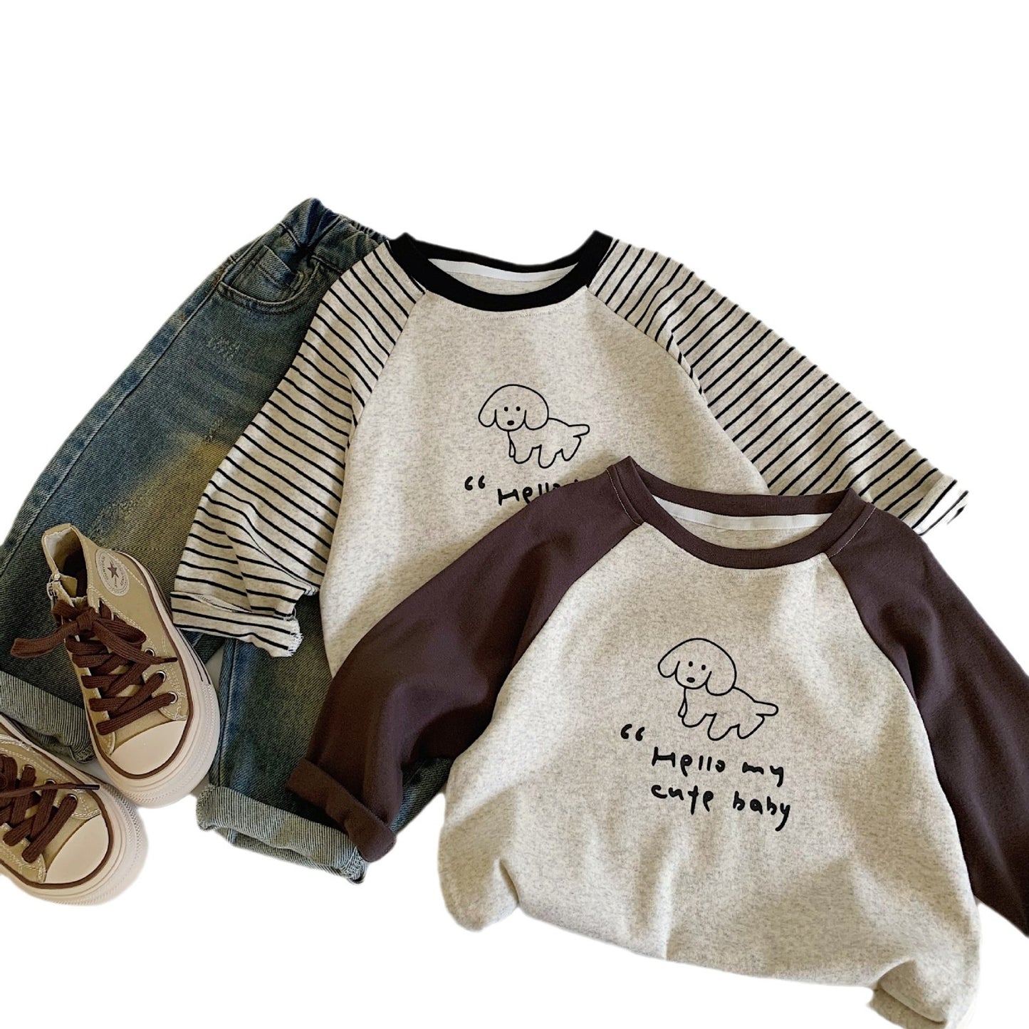 Women's & Men's Korean Style Spring Clothing Long-sleeved Shirt Children's T-shirt