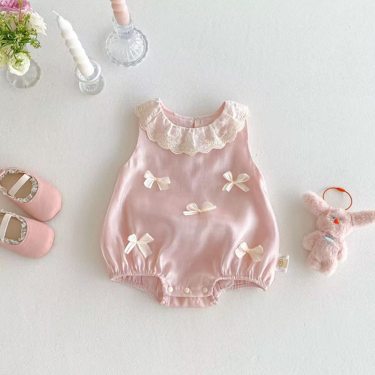 Bowknot Summer Korean Style Sweet Jumpsuit Born One Year Old Jumpsuit, Climbing Suit