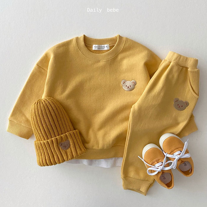 Children's Clothing Fashion Bear Round Neck Sweater Sports Pants Cute Casual Children's Suit