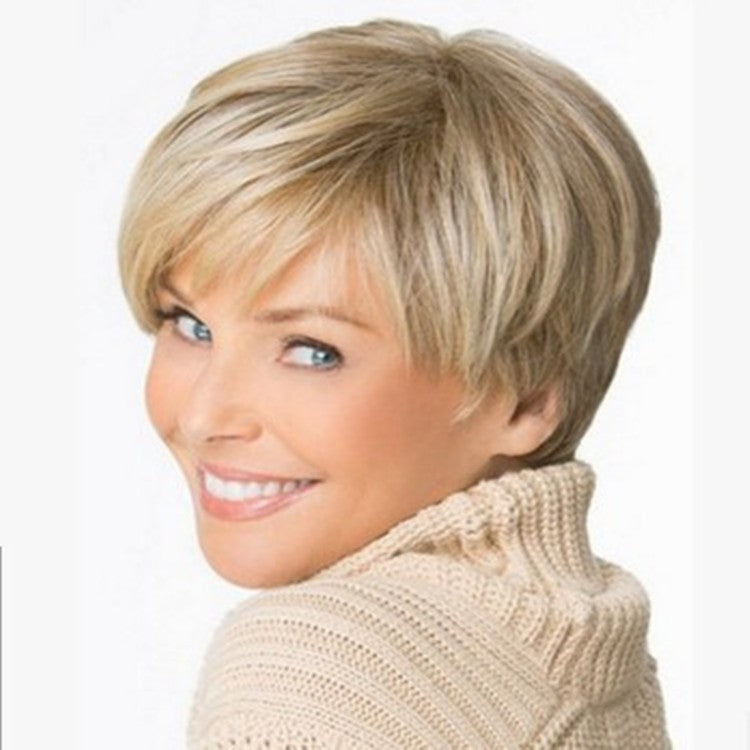 Elegant Charming Women's Golden Set Fashion Wig Short Straight Hair