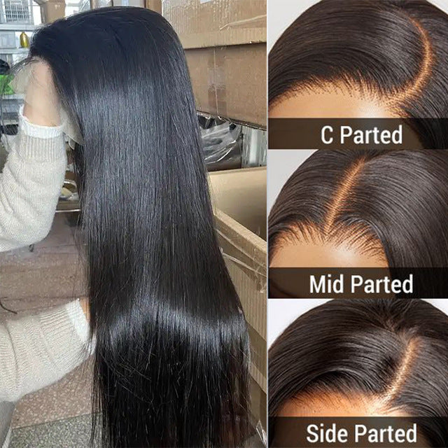 Black Mid-length Hair Chemical Fiber Fashion Long Straight Wig