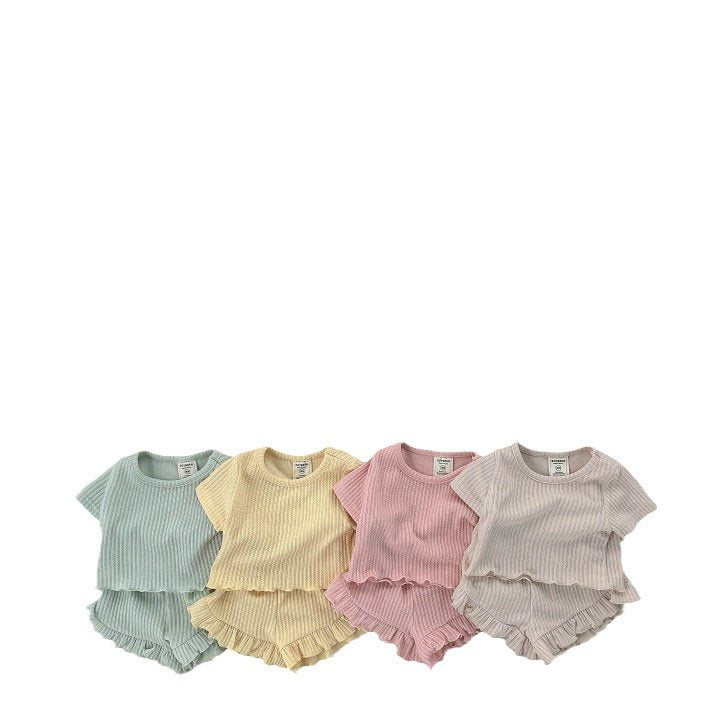 Children's Korean Style Clothing Thin Lace Short Sleeve Children's Suit