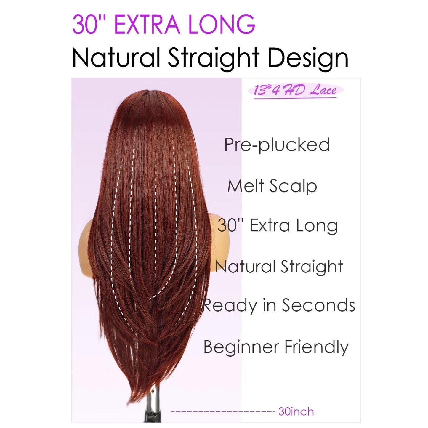 Full Top Chemical Fiber Hair Front Long Straight Wig