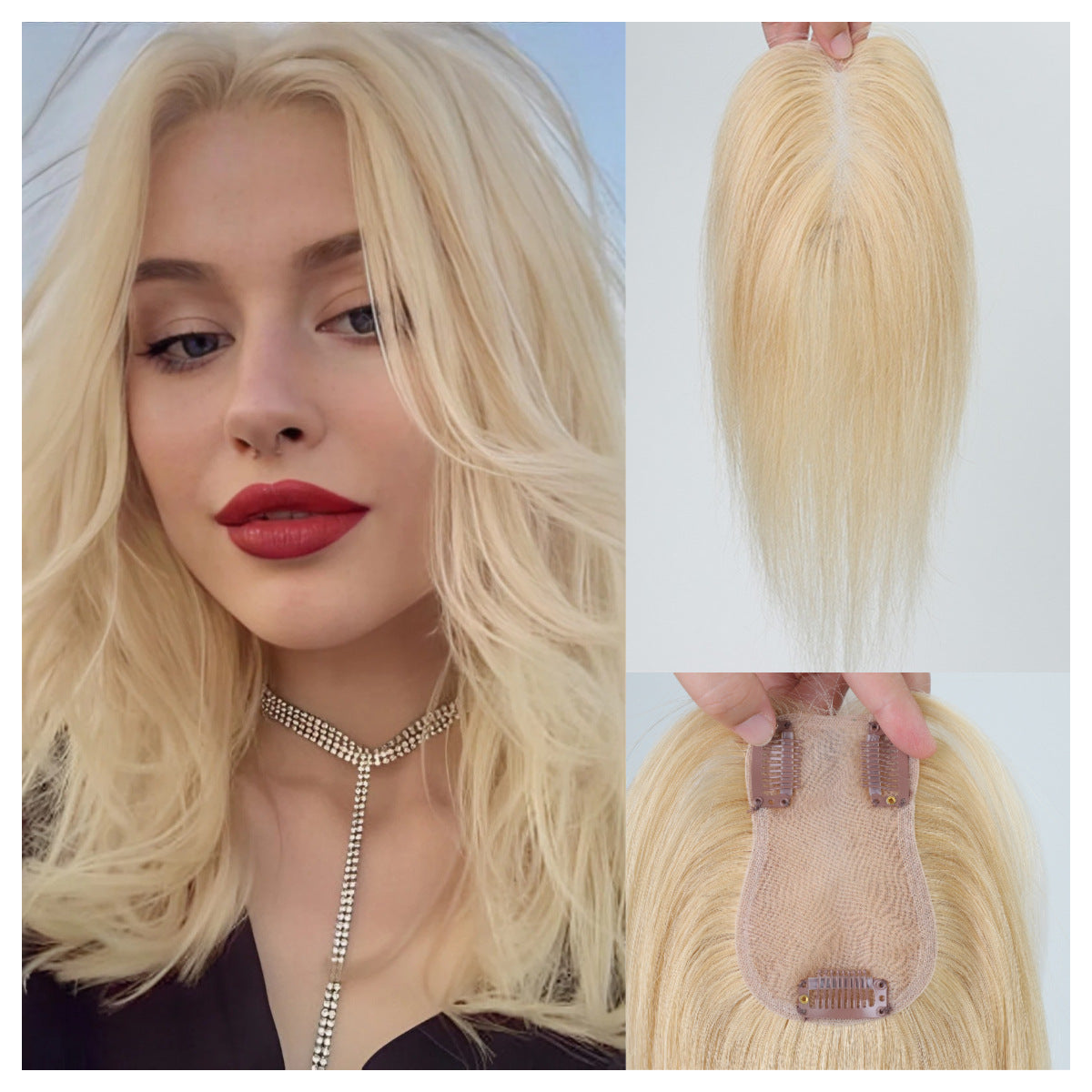 Bangs Golden Real Human Hair Natural Breathable Hand-woven Hairpiece Cover Wig