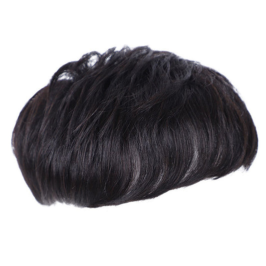 Men's Mediterranean Bald Real Cover Gray Breathable Replacement Men's Wig