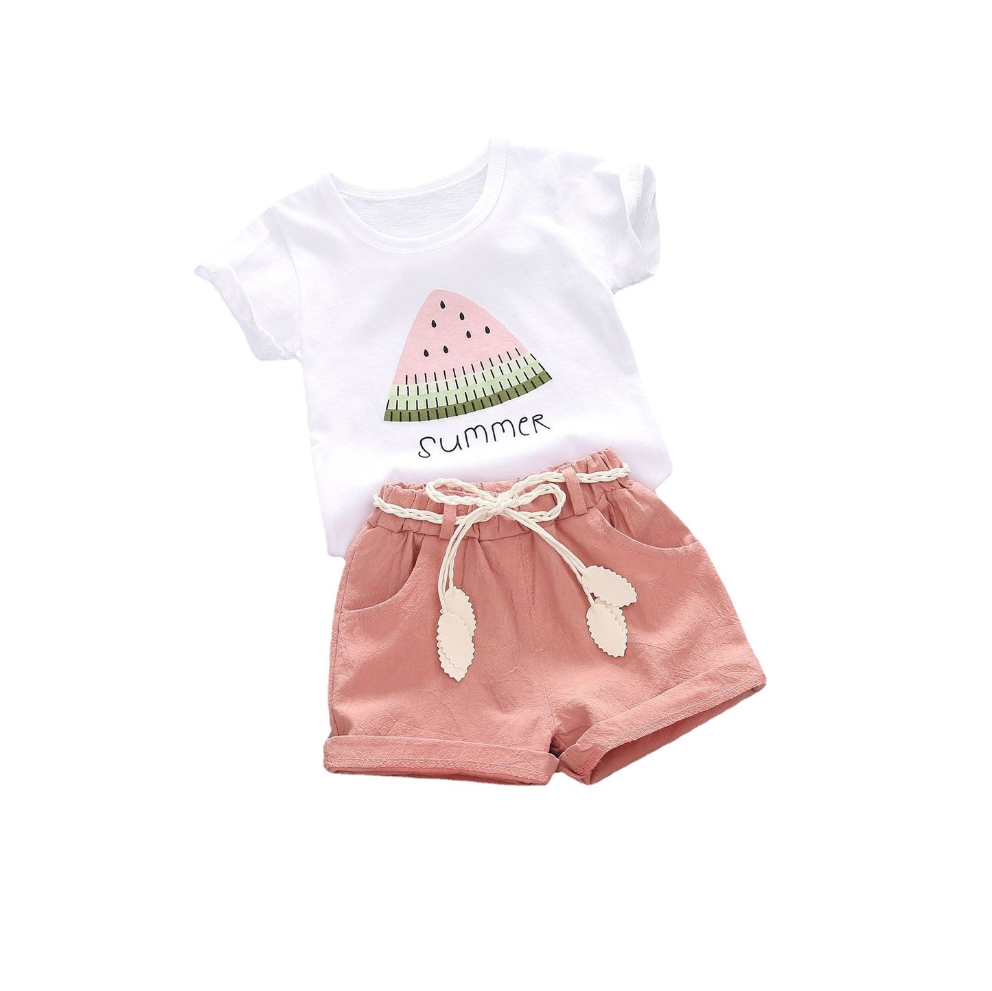 Round Neck Cartoon Watermelon Short-sleeved Casual Children's Suit